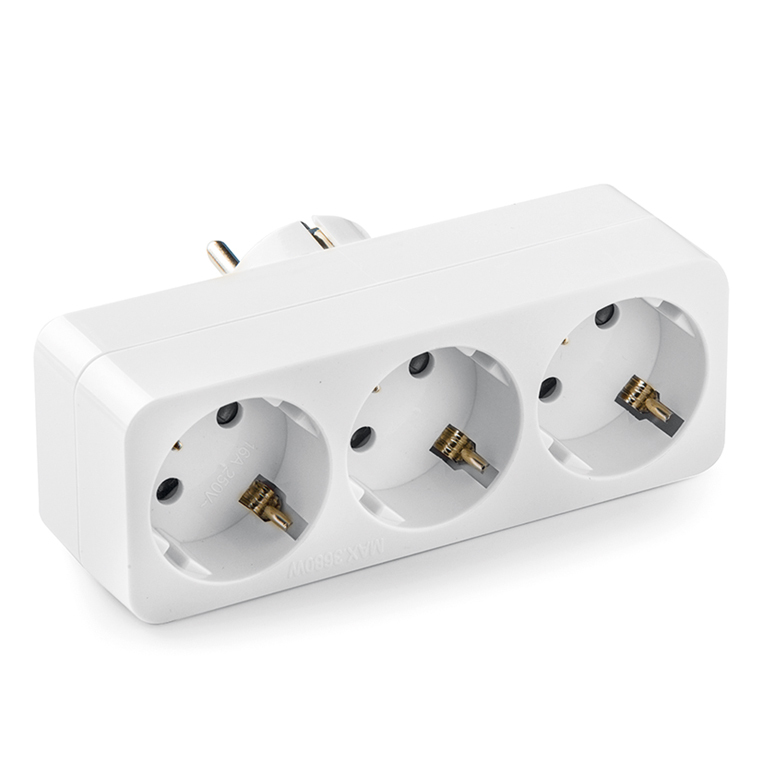 Adaptador triple 16A frontal