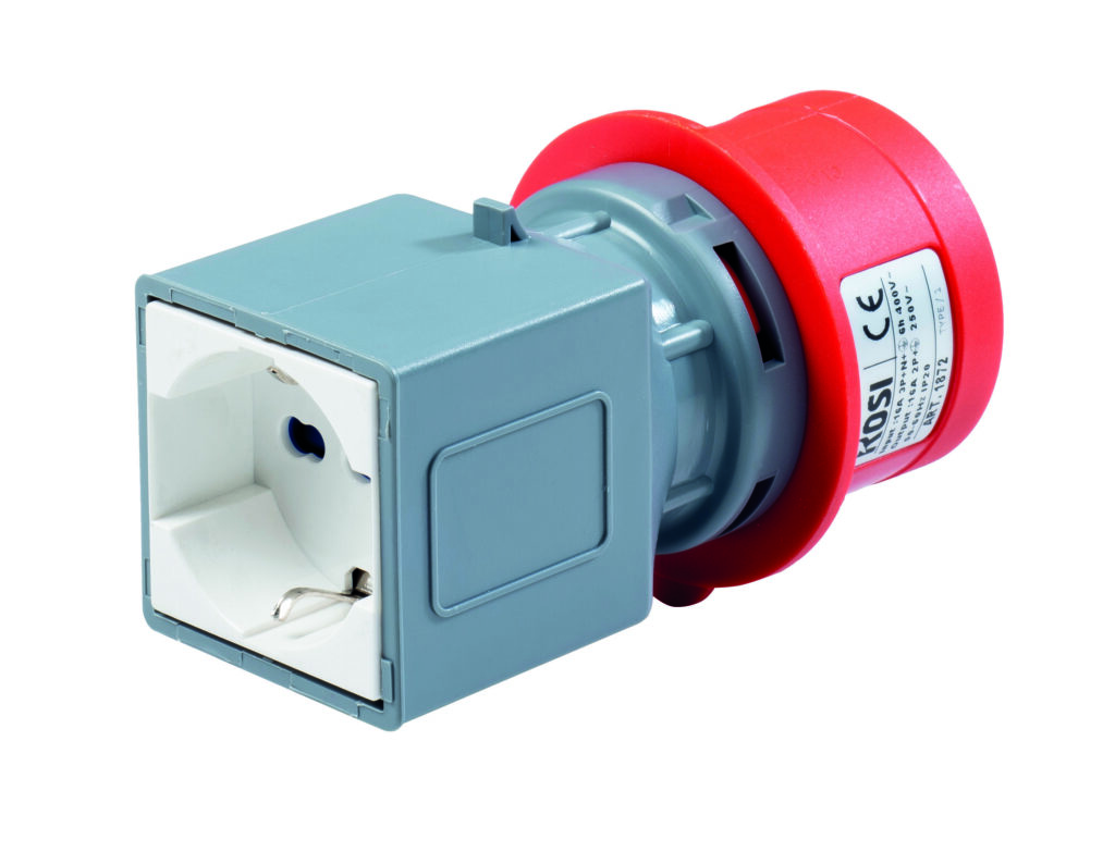 Adaptador clavija CEE – Base bipasso IP20