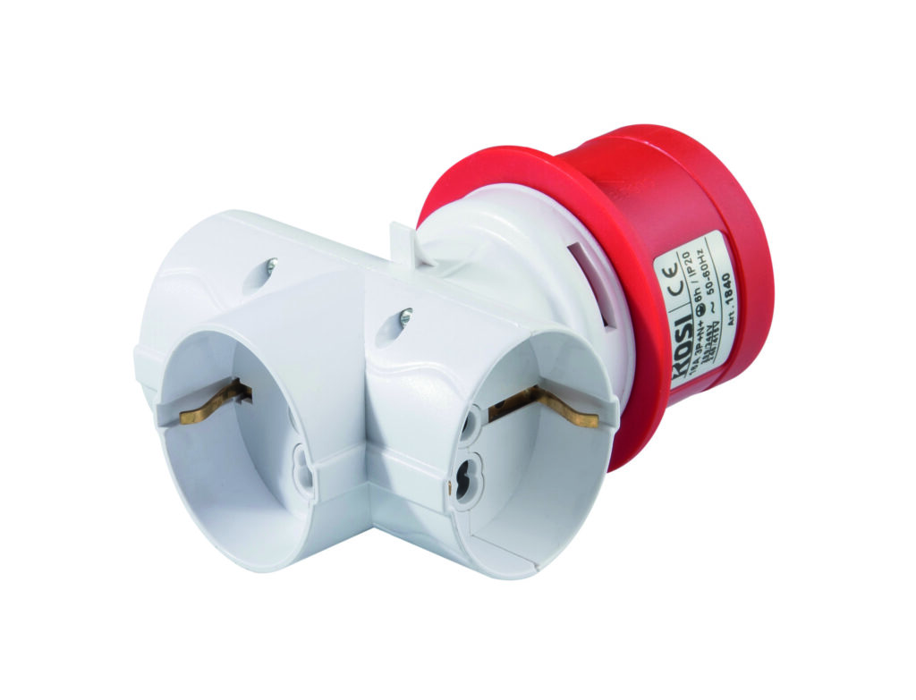 Adaptador clavija CEE – 3 Bases bipasso IP20