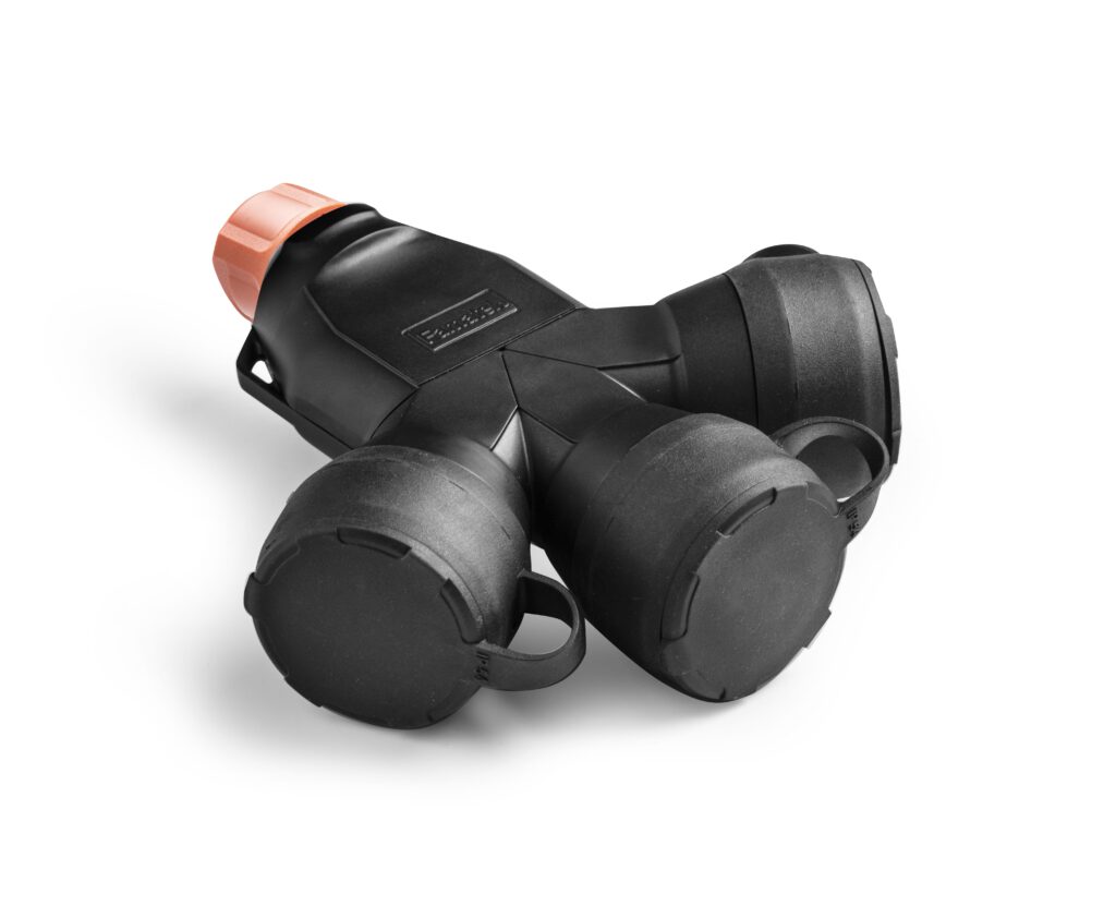 Adaptadores triple goma 16A IP54 con prensaestopas