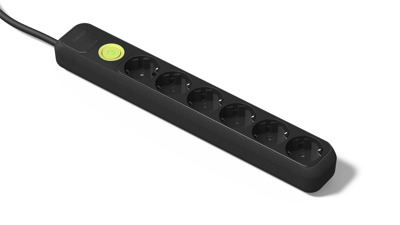 Base 6 tomas 16A e interruptor + 1.5m m cable