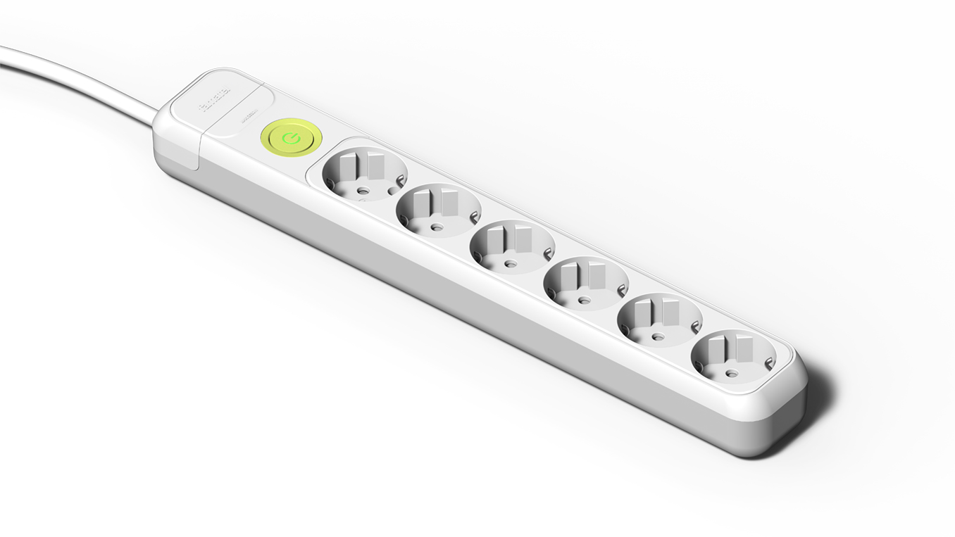 Base 6 tomas 16A e interruptor + 1.5m m cable