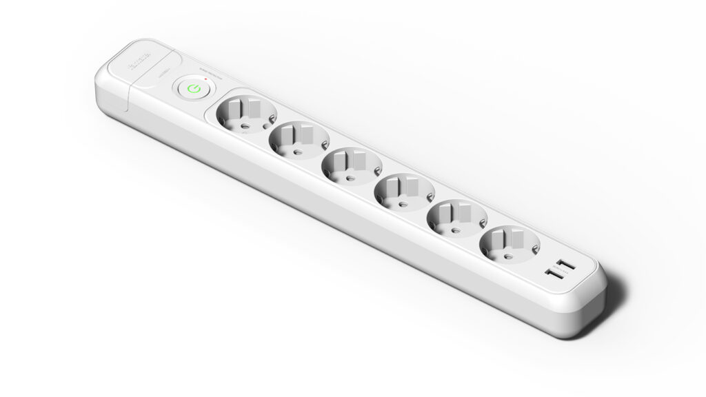 Base 6 tomas 16A, interruptor + 2 USB