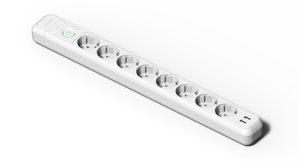 Base 8 tomas 16A, interruptor + 2 USB