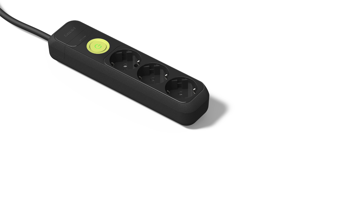 Base 3 tomas 16A e interruptor + 1.5m m cable