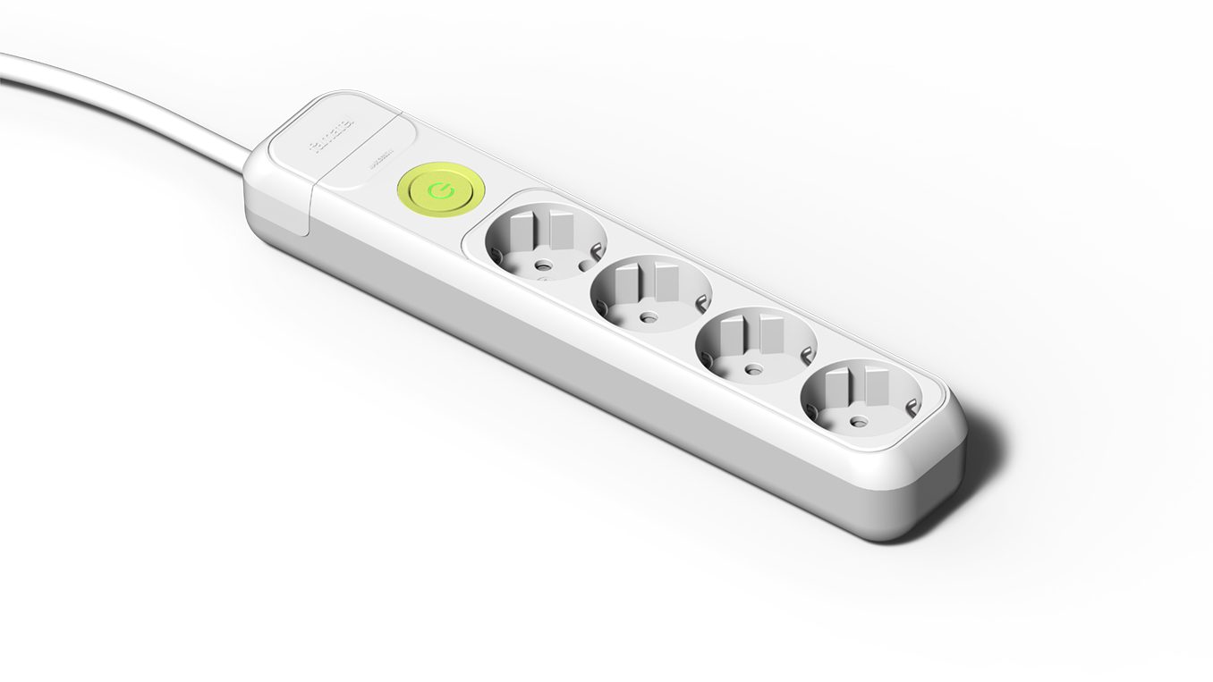 Base 4 tomas 16A e interruptor + 1.5m m cable