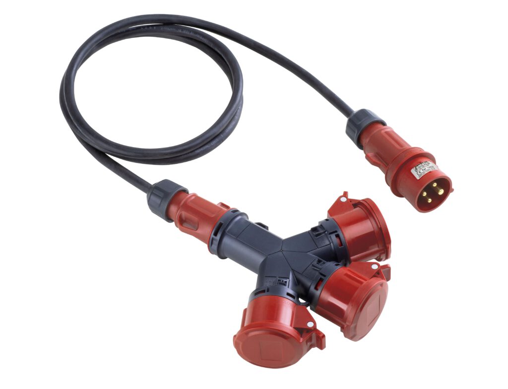 Adaptador 3 bases con 2m prolongación IP67