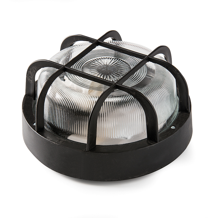 Aplique redondo IP44 negro