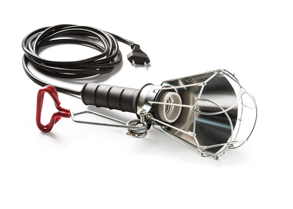 Lámpara portátil goma 5m cable y pinza sujeción