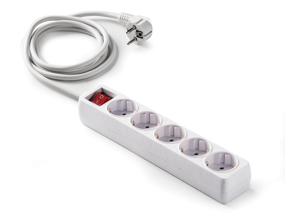 Base 5 tomas 16A e interruptor + 1.5m cable