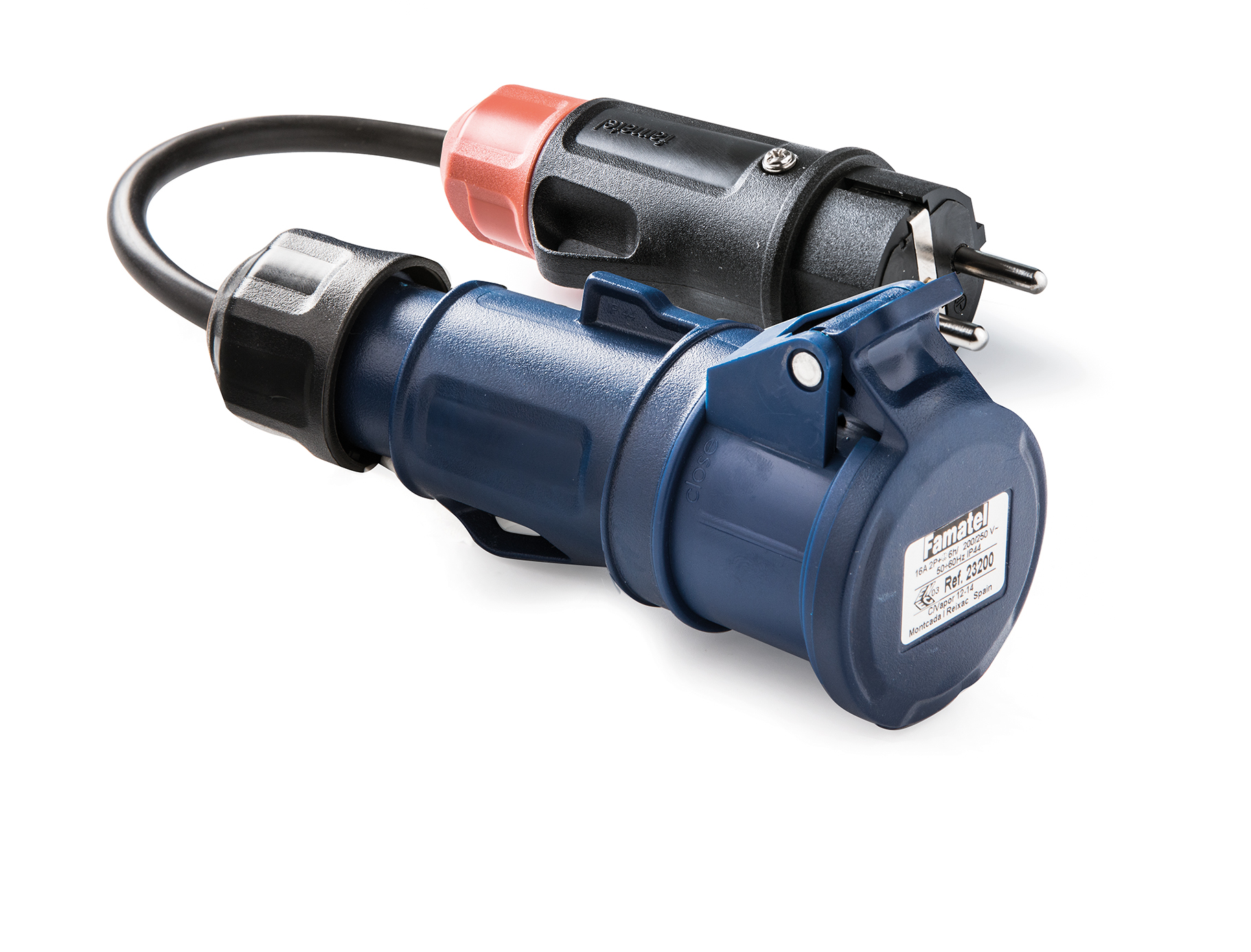 Adaptador clavija schuko – Base ind. CEE + prolongador